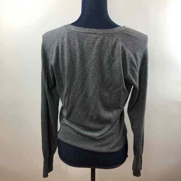 Talbots Silver Sparkle V-Neck Pullover Sweater Lightweight New Years M - Picture 5 of 6